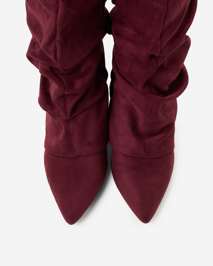 Lavista | Slouchy Suede Knee High Boots - Burgundy