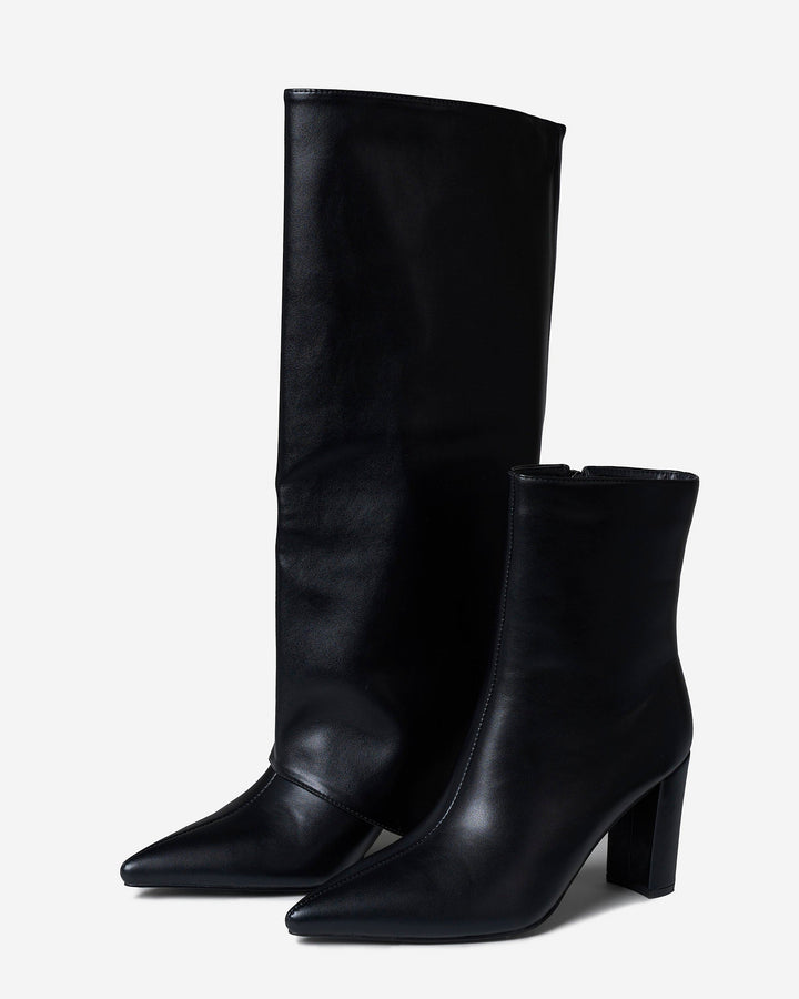 2 in 1 Knee & Ankle Boots - Black