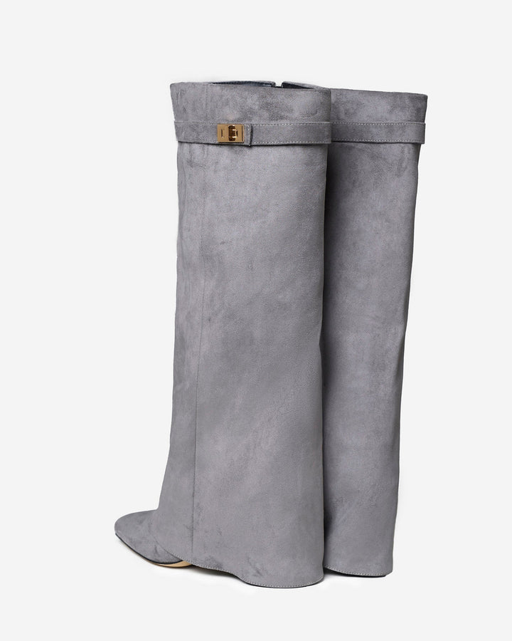 Lavista | Suede Knee High Boots - Grey