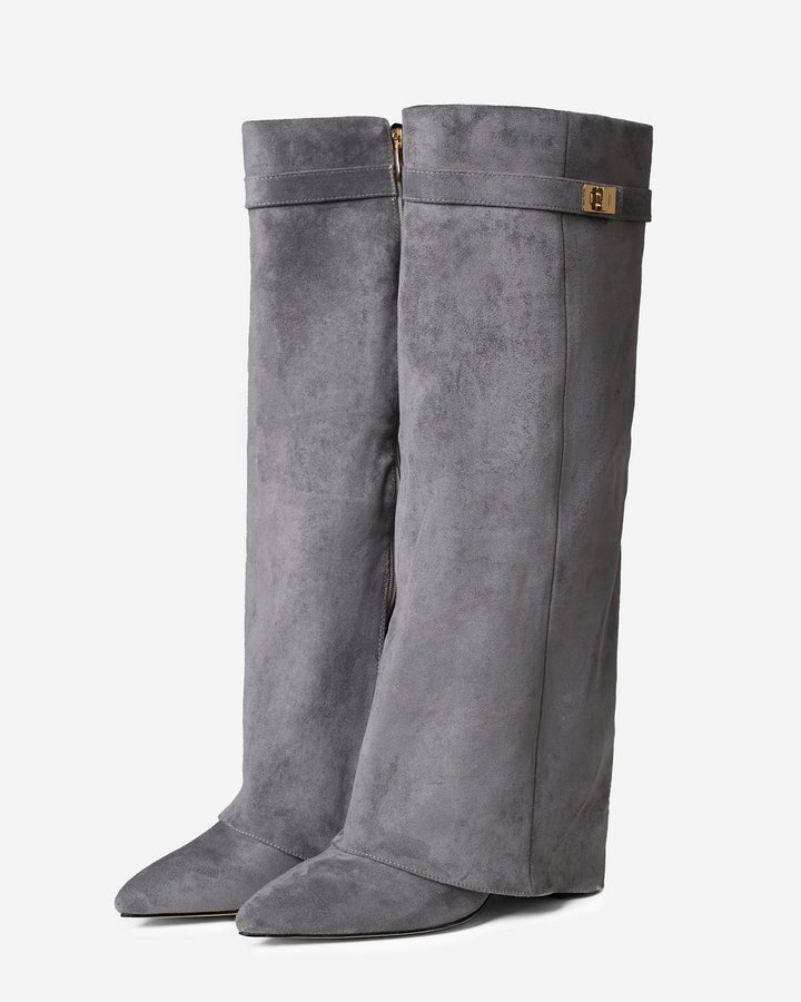 Lavista | Suede Knee High Boots - Grey