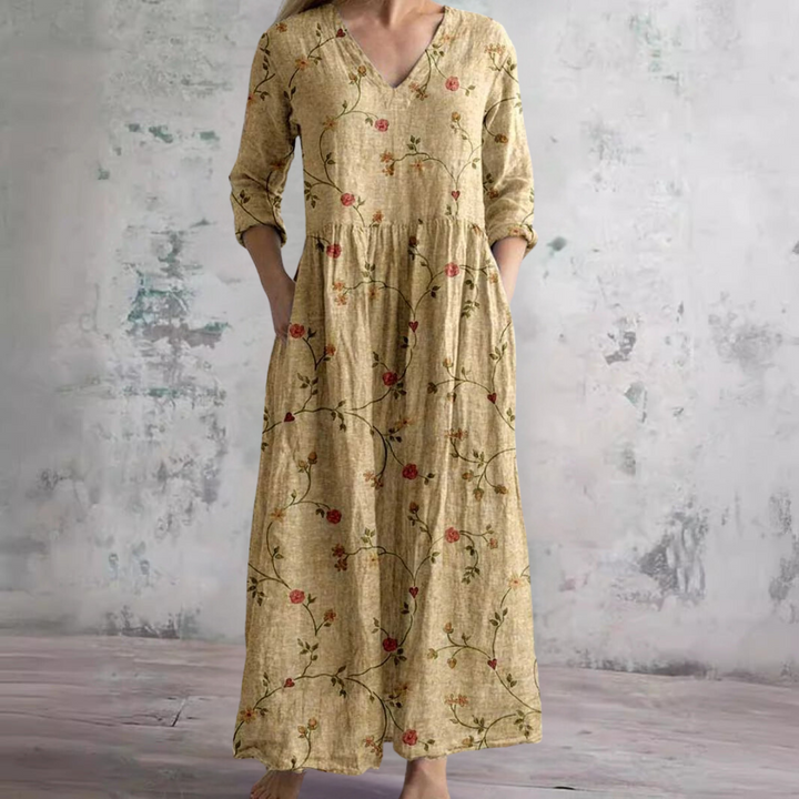 Dearyn | Floral Dress with V-Neck