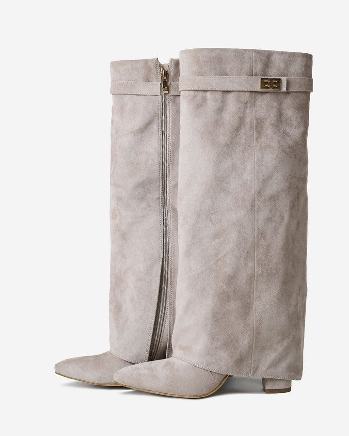 Lavista | Suede Knee High Boots - Taupe