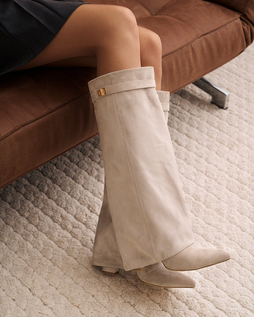 Lavista | Suede Knee High Boots - Taupe